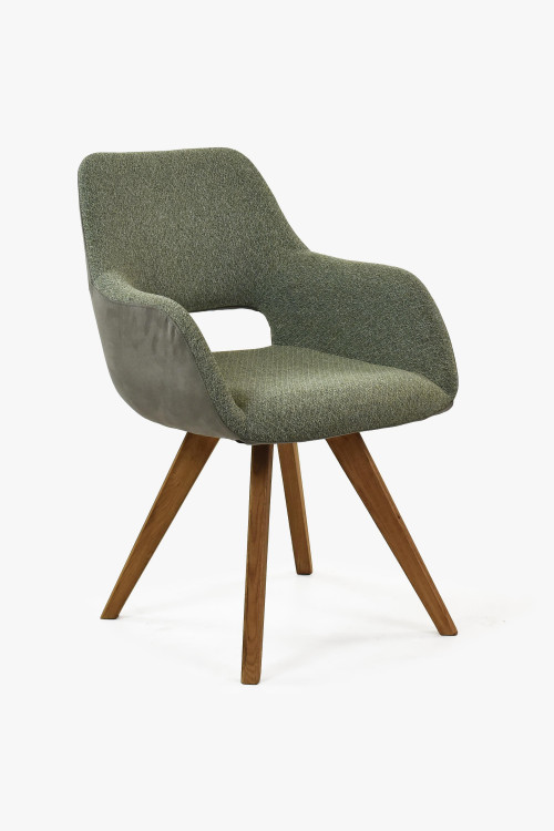 Krzesło z podłokietnikami, nogi dębowe zielone - 0
