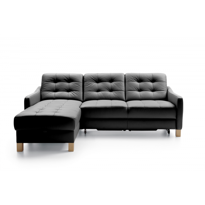 Czarna skórzana sofa narożna z funkcją spania Malmo lewa , {PARENT_CATEGORY_NAME - 2