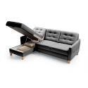Czarna skórzana sofa narożna z funkcją spania Malmo lewa , {PARENT_CATEGORY_NAME - 3
