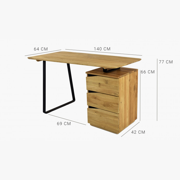 Stół roboczy dębowy, z czarnymi metalowymi nogami, Smak , {PARENT_CATEGORY_NAME - 2