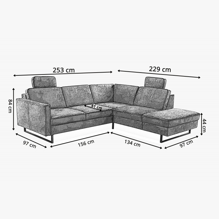 Sofa narożna po prawej stronie na czarnych metalowych nogach , {PARENT_CATEGORY_NAME - 5