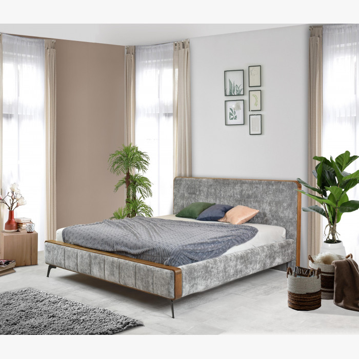 Podwójne łóżko tapicerowane w szarym kolorze na nogach 180 x 200 , {PARENT_CATEGORY_NAME - 3