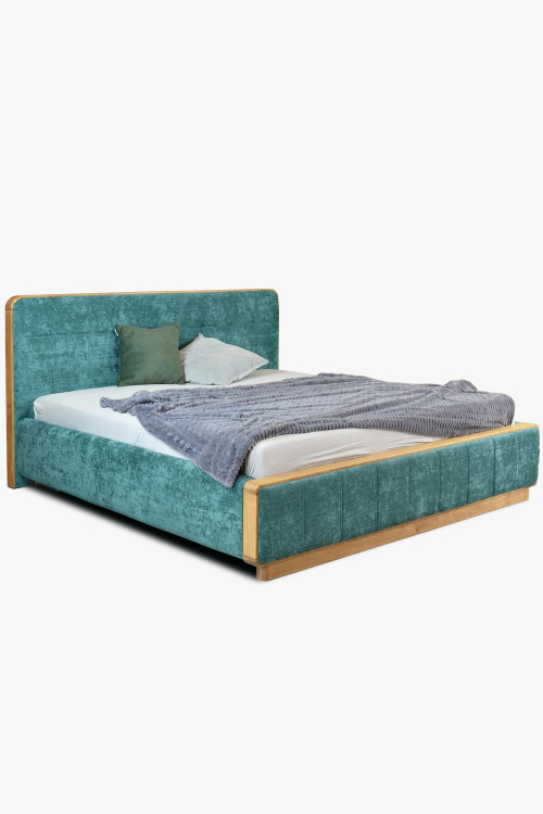 Podwójne łóżko tapicerowane w zielonym kolorze 180 x 200 Lisabon  - 0
