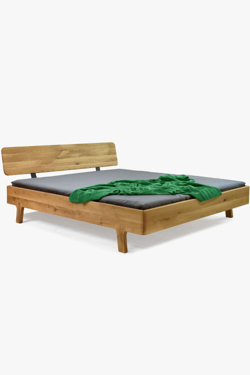 Zaokrąglone podwójne łóżko wykonane z litego drewna dębowego180 x 200 cm