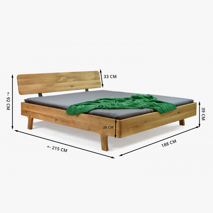 Zaokrąglone podwójne łóżko wykonane z litego drewna dębowego180 x 200 cm , {PARENT_CATEGORY_NAME - 9