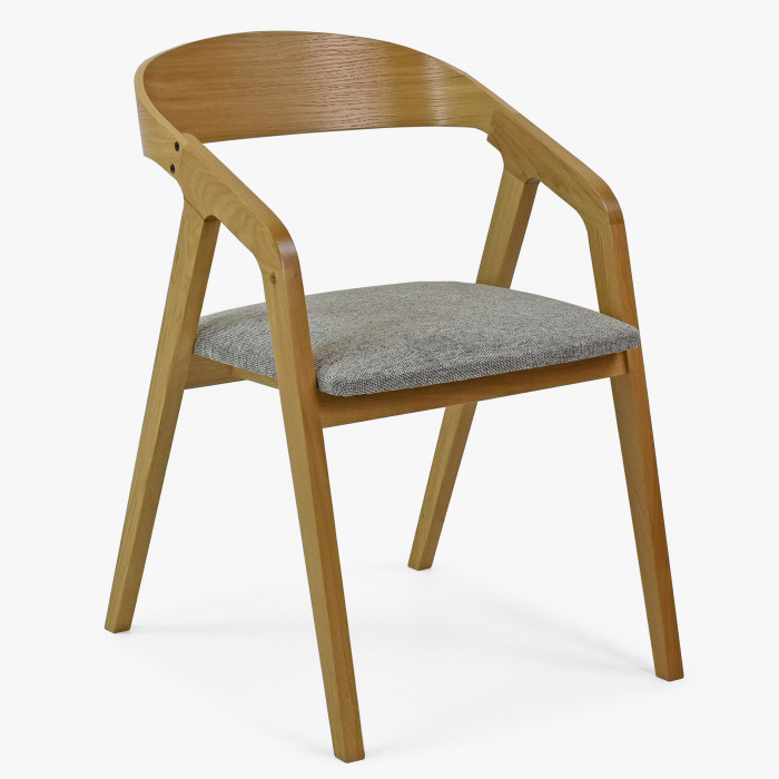 Zaokrąglone krzesło dębowe z szarą tapicerką Framer , {PARENT_CATEGORY_NAME - 0