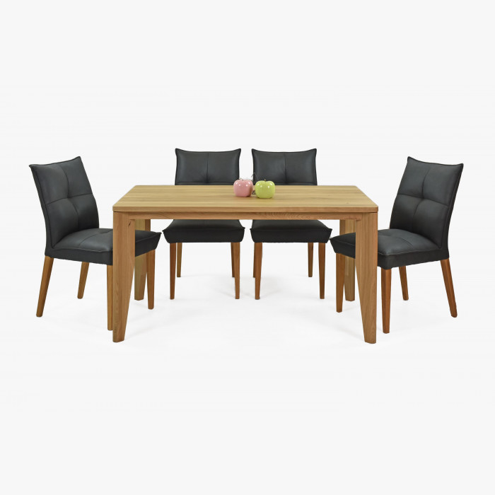 Zestaw wygodnych krzeseł i stołu 140 x 80 cm z litego dębu , {PARENT_CATEGORY_NAME - 11