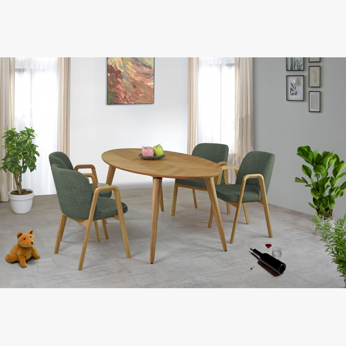 Nowoczesne krzesło dębowe Chila, kolor tapicerki zielony , {PARENT_CATEGORY_NAME - 6