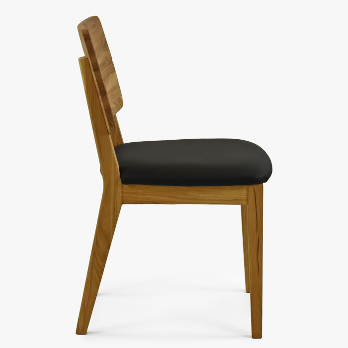 Krzesło do jadalni dębowe - siedzisko z czarnej skóry , {PARENT_CATEGORY_NAME - 2