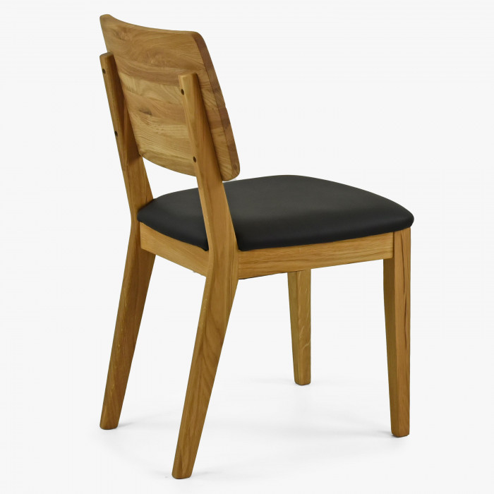 Krzesło do jadalni dębowe - siedzisko z czarnej skóry , {PARENT_CATEGORY_NAME - 4