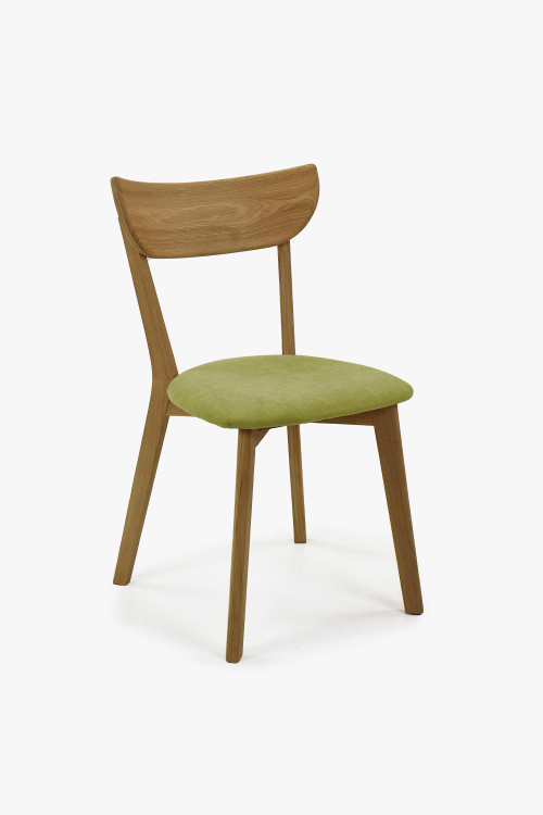 Nowoczesne dębowe krzesło Eva, zielone siedzisko