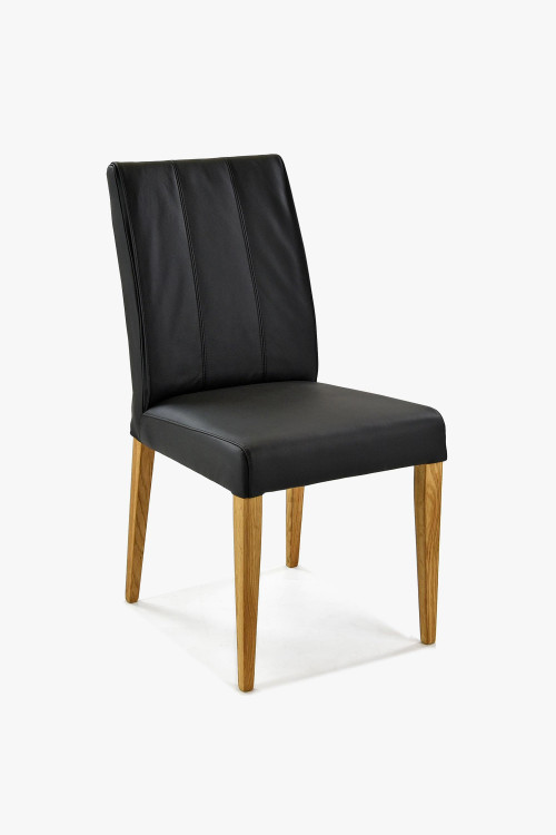 Krzesło do jadalni skóra naturalna - czarne Klaudia