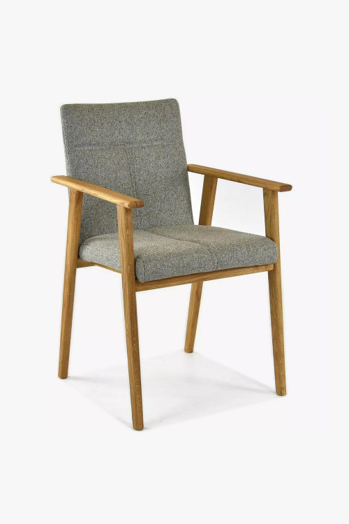 Krzesło dębowe z podłokietnikami do jadalni, Alina szare , {PARENT_CATEGORY_NAME - 1