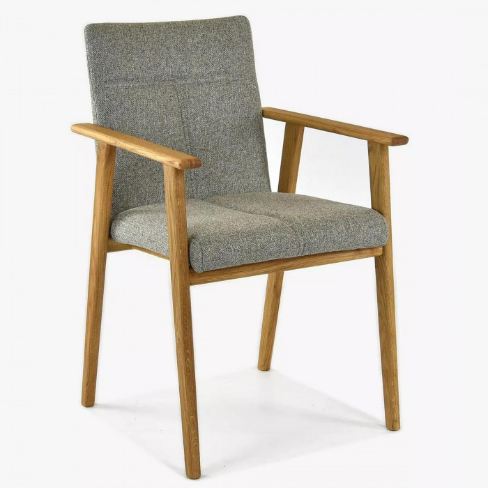 Krzesło dębowe z podłokietnikami do jadalni, Alina szare , {PARENT_CATEGORY_NAME - 1