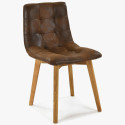 Krzesło dębowe - brązowe imitacja skóry, Leonardo , {PARENT_CATEGORY_NAME - 1