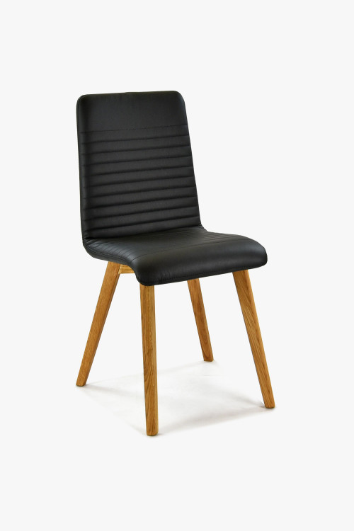 Krzesło z prawdziwej skóry w kolorze czarnym-Arosa  - 1