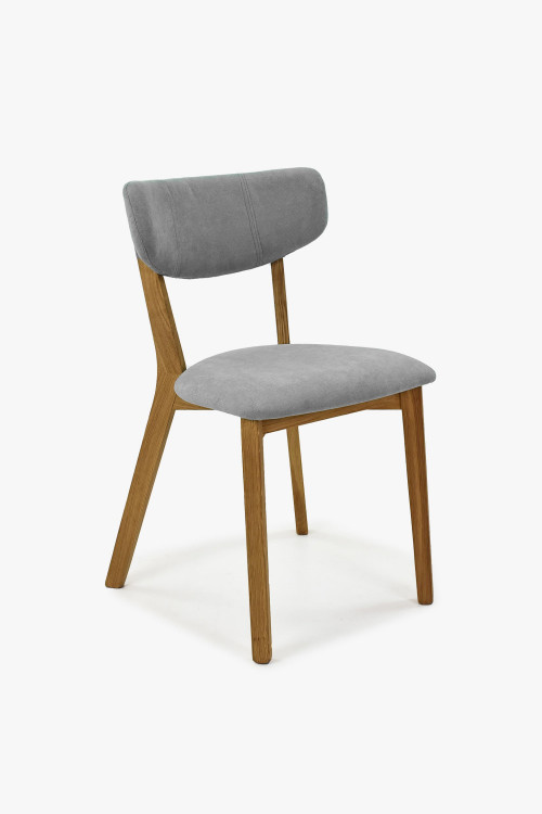 Krzesło tapicerowane - nogi dąb, Amisa szare
