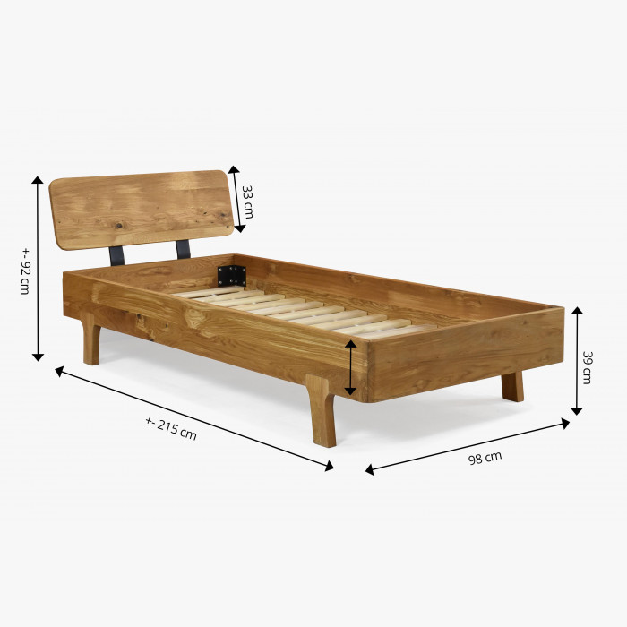Łóżko pojedyncze wykonane z litego drewna dębowego 90 x 200 cm , {PARENT_CATEGORY_NAME - 8