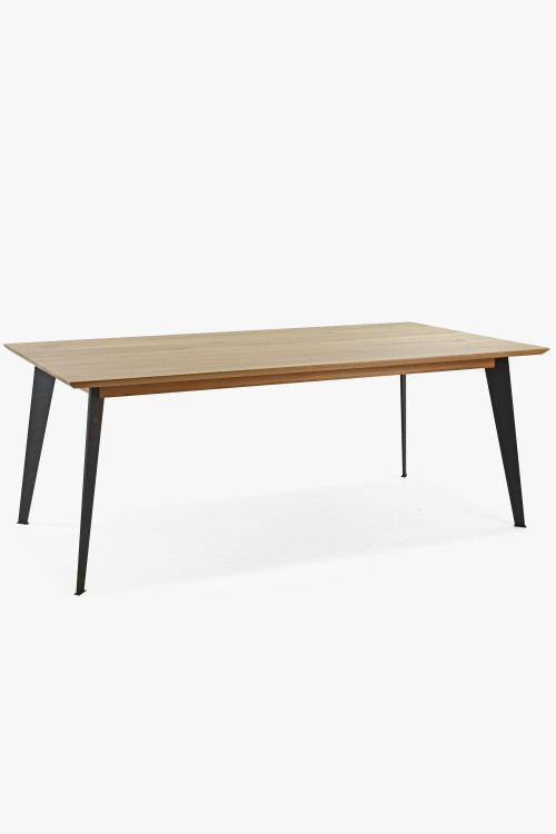 Stół z litego drewna dębowego - lakier matowy z nogami stalowymi, 197 x 100 , {PARENT_CATEGORY_NAME - 0