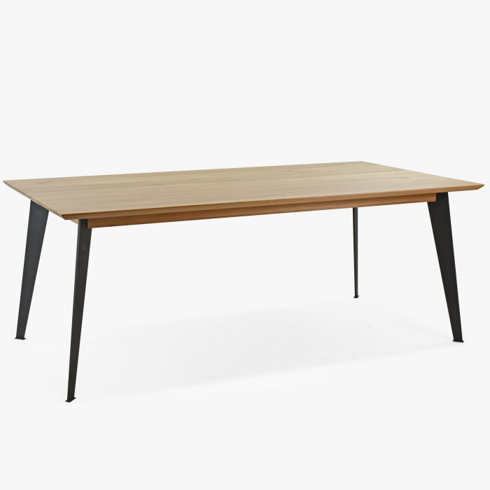 Stół z litego drewna dębowego - lakier matowy z nogami stalowymi, 197 x 100 , {PARENT_CATEGORY_NAME - 0