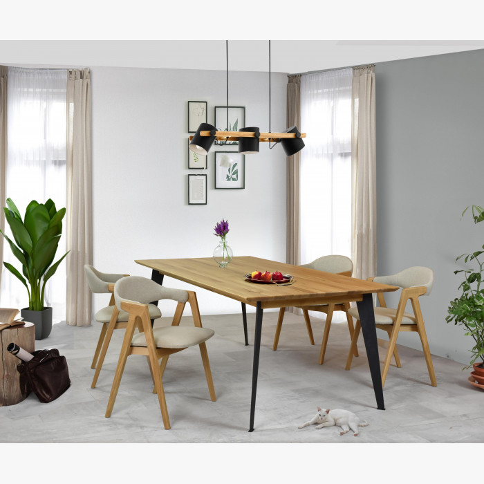 Stół z litego drewna dębowego - lakier matowy z nogami stalowymi, 197 x 100 , {PARENT_CATEGORY_NAME - 1