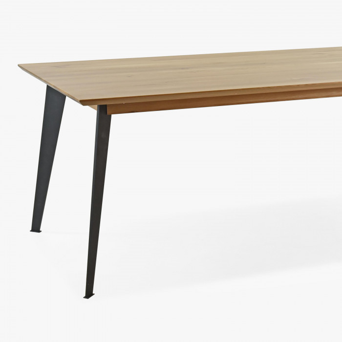 Stół z litego drewna dębowego - lakier matowy z nogami stalowymi, 197 x 100 , {PARENT_CATEGORY_NAME - 3
