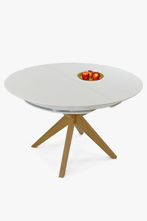 Kulatý jídelní stůl bílý - rozkladací Ø127 cm