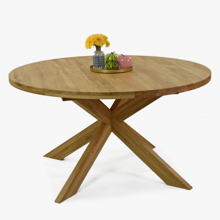 Składany okrągły stół wykonany z litego drewna dębowego, Holger 120 cm , {PARENT_CATEGORY_NAME - 0