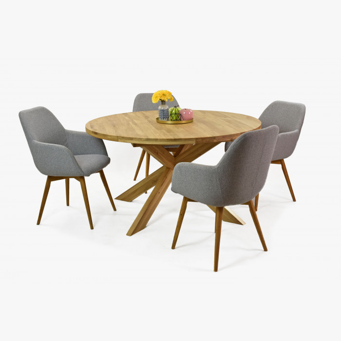 Składany okrągły stół wykonany z litego drewna dębowego, Holger 120 cm , {PARENT_CATEGORY_NAME - 1