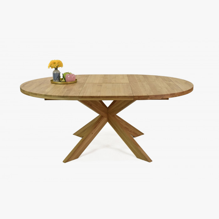 Składany okrągły stół wykonany z litego drewna dębowego, Holger 120 cm  - 3