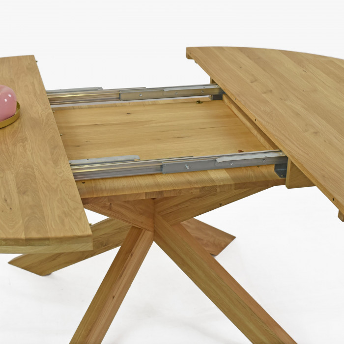 Składany okrągły stół wykonany z litego drewna dębowego, Holger 120 cm  - 5