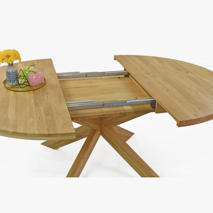 Składany okrągły stół wykonany z litego drewna dębowego, Holger 120 cm  - 9