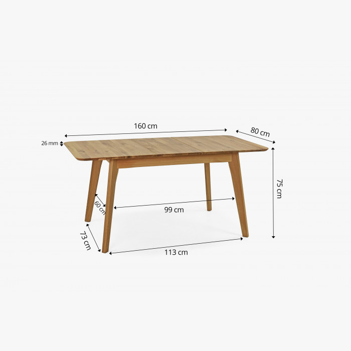 Rozkładany stół wykonany z litego drewna 120 x 80 Ori , {PARENT_CATEGORY_NAME - 12