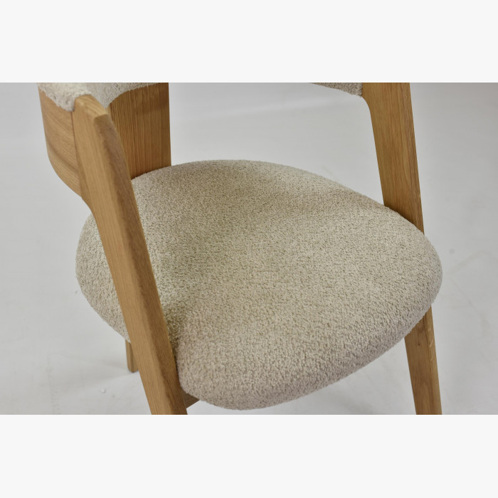 Luksusowe krzesło dębowe obszyte szarą beżową tkaniną Miami , {PARENT_CATEGORY_NAME - 2