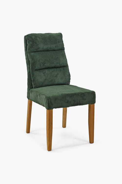 Zielone krzesło Balou na dębowych nogach, tkanina sztruksowa , {PARENT_CATEGORY_NAME - 0