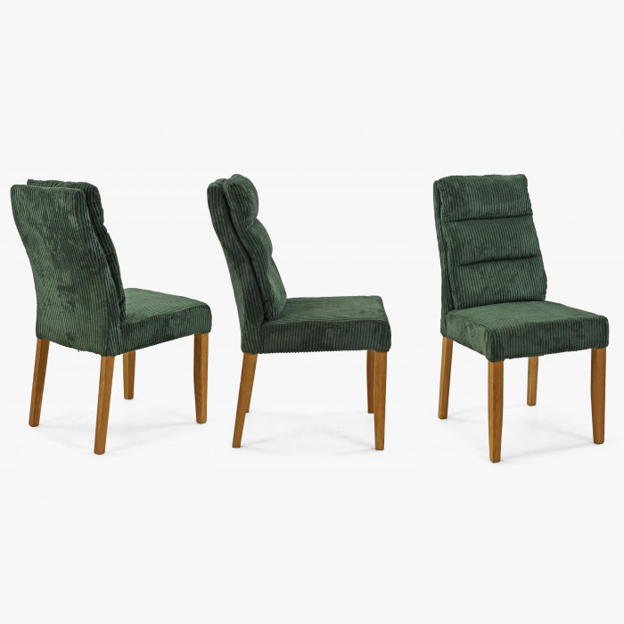 Zielone krzesło Balou na dębowych nogach, tkanina sztruksowa , {PARENT_CATEGORY_NAME - 4