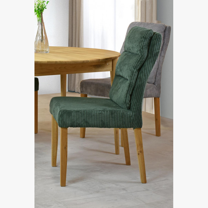Zielone krzesło Balou na dębowych nogach, tkanina sztruksowa , {PARENT_CATEGORY_NAME - 6