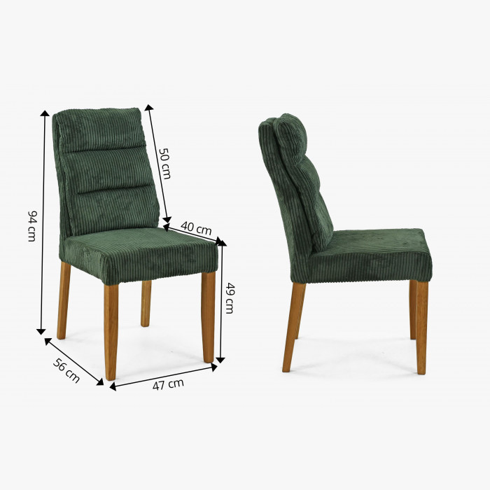 Zielone krzesło Balou na dębowych nogach, tkanina sztruksowa , {PARENT_CATEGORY_NAME - 7