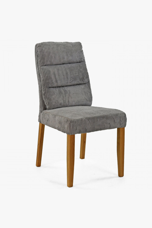 Szare krzesło Balou na dębowych nogach, tkanina sztruksowa , {PARENT_CATEGORY_NAME - 0