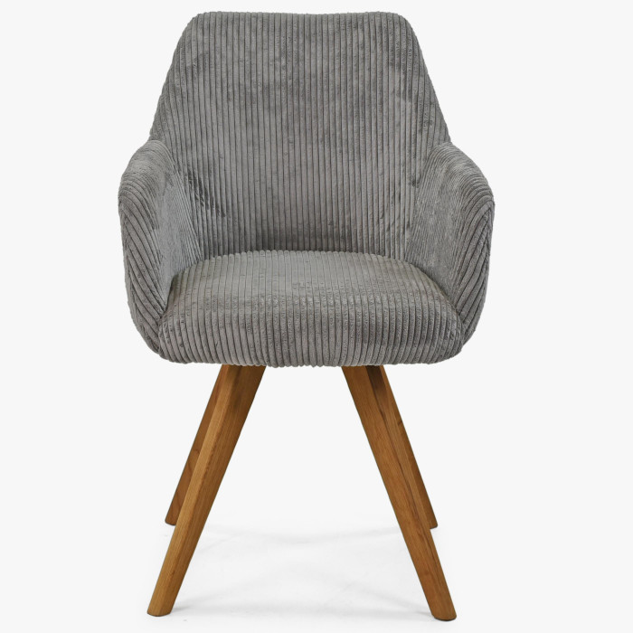 Krzesło do jadalni obite sztruksową tkaniną w kolorze szarym , {PARENT_CATEGORY_NAME - 1