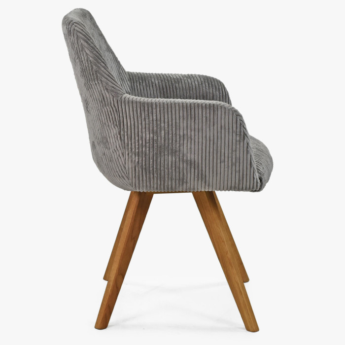 Krzesło do jadalni obite sztruksową tkaniną w kolorze szarym , {PARENT_CATEGORY_NAME - 2
