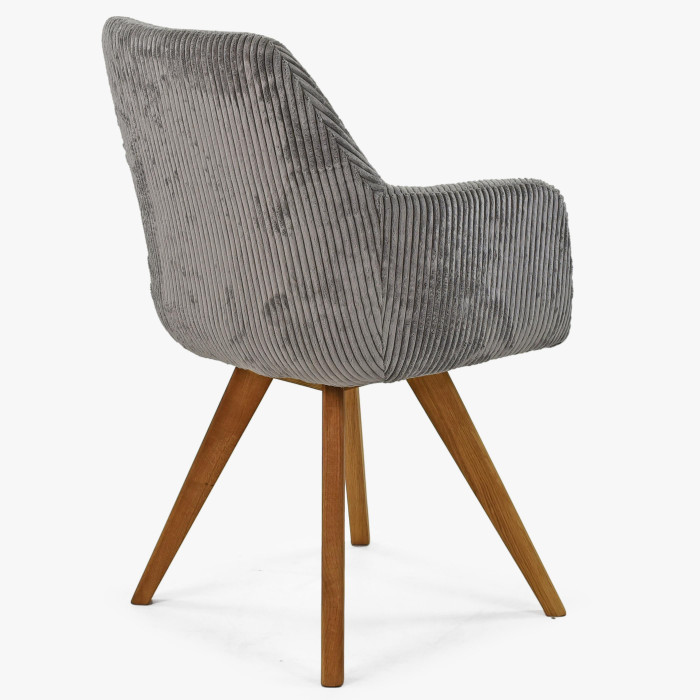 Krzesło do jadalni obite sztruksową tkaniną w kolorze szarym , {PARENT_CATEGORY_NAME - 3