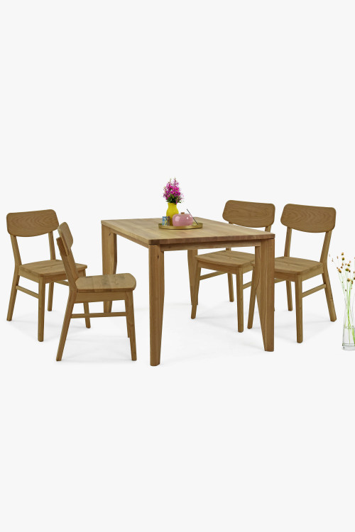 Drewniany zestaw 4 krzeseł i stołu wykonany z litego drewna dębowego , {PARENT_CATEGORY_NAME - 0
