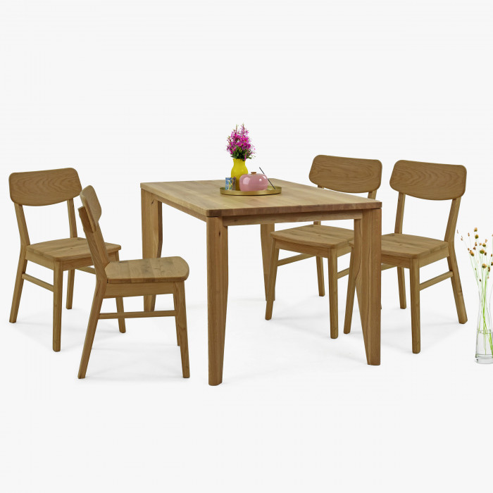 Drewniany zestaw 4 krzeseł i stołu wykonany z litego drewna dębowego , {PARENT_CATEGORY_NAME - 0