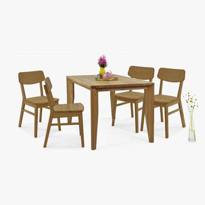 Drewniany zestaw 4 krzeseł i stołu wykonany z litego drewna dębowego , {PARENT_CATEGORY_NAME - 5