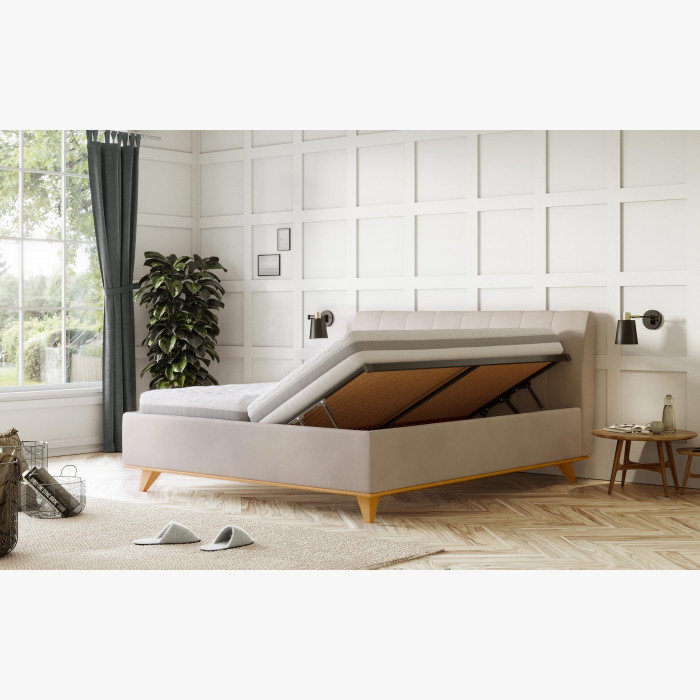 Łóżko tapicerowane z pojemnikiem beżowe, Toscana 180 x 200 cm , {PARENT_CATEGORY_NAME - 4