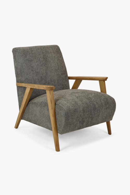 Fotel z drewnianymi podłokietnikami, kolor grafitowy , {PARENT_CATEGORY_NAME - 0