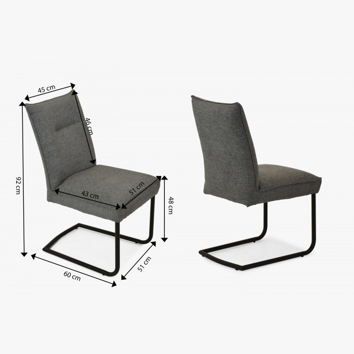 Krzesła na metalowych nogach, tkanina w kolorze szarym , {PARENT_CATEGORY_NAME - 7