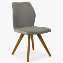Krzesło z szarej tkaniny na drewnianych nogach , {PARENT_CATEGORY_NAME - 0