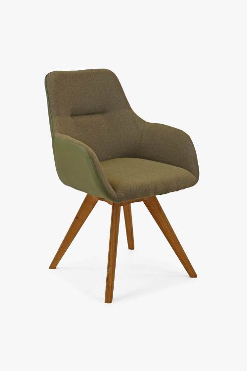 Fotel obrotowy z drewnianymi nogami, zielony , {PARENT_CATEGORY_NAME - 0